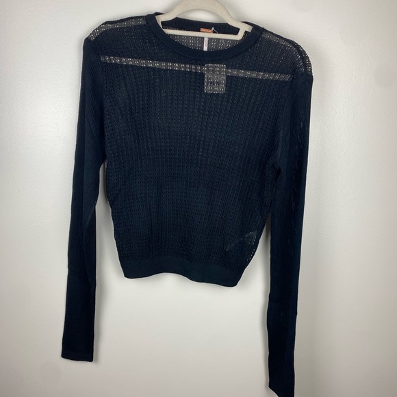 NWT Free people H20 Crewneck Pullover Sweater open knit white found moon M - Picture 5 of 7